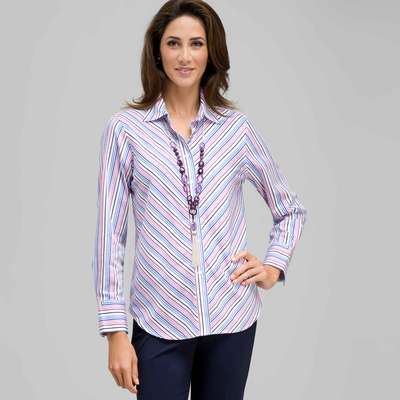 Striped Button Down, Lavender Multi, medium