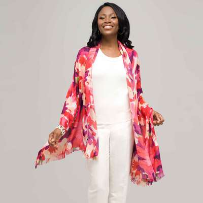 Étole luxe fleurie, Rouge, medium