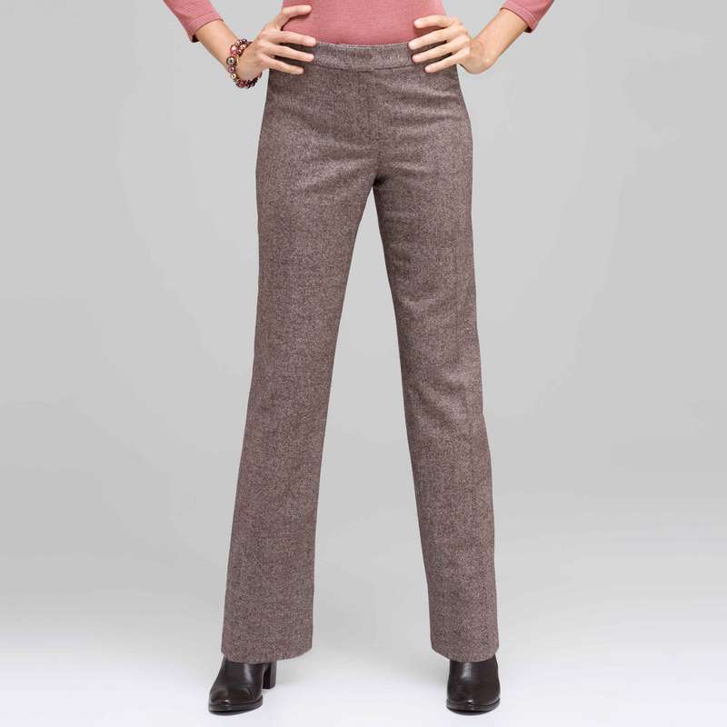 Pantalon droit classique, Noir chiné, large