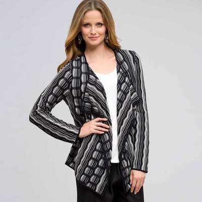 Gilet texturé ouvert, Gris chiné, medium